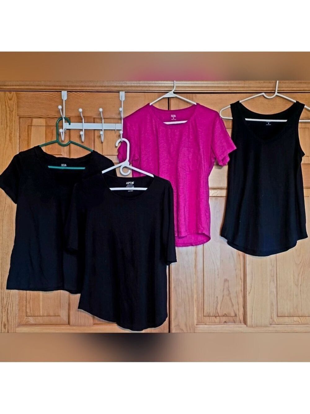 A.n.a. and Apt. 9 Black and Magenta Women's Tops Tank & Tees